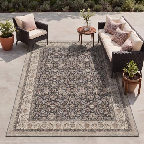 GENIMO 3x5 Outdoor Rug, Washable for Porch and Balcony, Vintage Taupe - Image 3