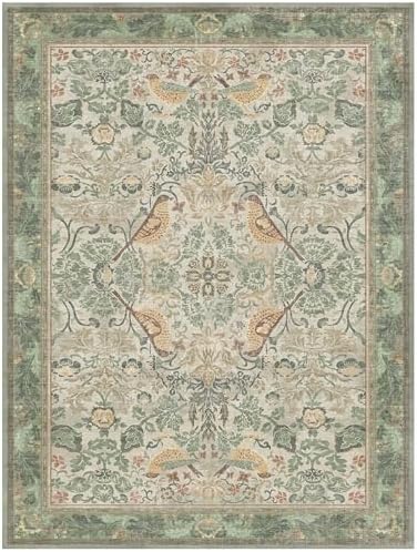 Hazo Haus Washable 6x8 Area Rug for Living Room - Sage Floral Nature Area Rugs for Bedroom, Dining Room Kitchen Table Rug for Under Table, Office, Stain Resistant Non-Slip - Sage Green - Image 7