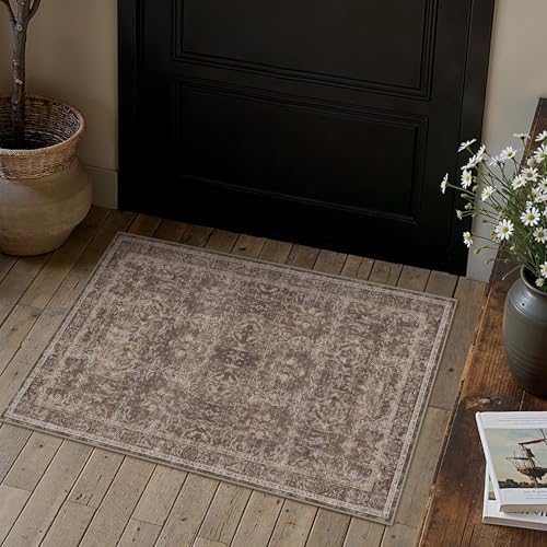 HUGEAR Red Brown 2x3 Washable Area Rugs Entryway - Image 2