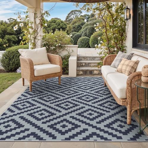 GENIMO Outdoor Rug, Waterproof Plastic Rugs for Patio, 5'x8' Slate Blue by GENIMO