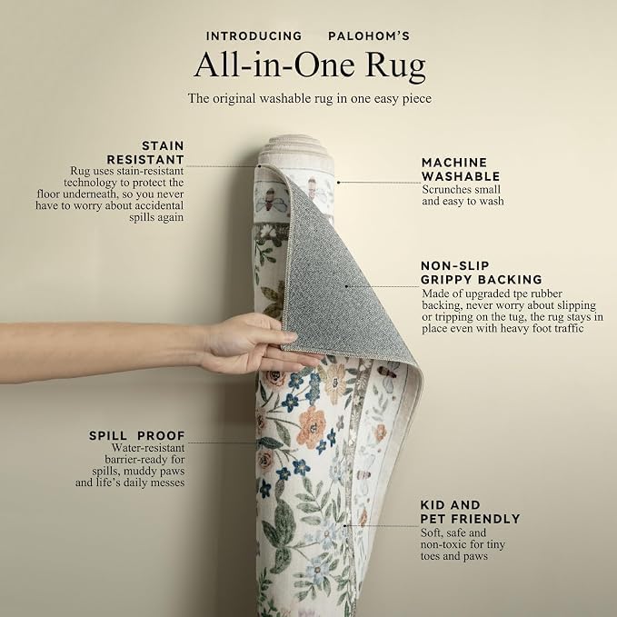 4x6 Washable Area Rugs for Entryway: Small Living Room Rug Non Slip Stain Resistant Low Pile Soft Faux Wool Throw Rugs for Bedroom Kitchen Bathroom Laundry Room Dorm Office Front Door Entry Indoor - Image 2