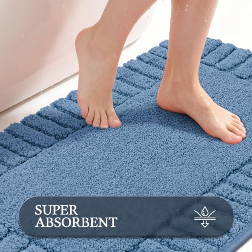 Pauwer Bathroom Rugs Sets 2 Piece, Non Slip Plush Bath Mats, Dark Grey - Image 4
