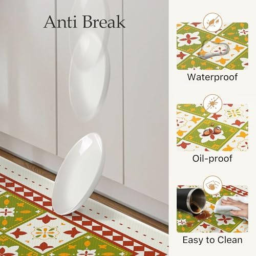 GENIMO Anti Fatigue Kitchen Mats for Floor 2PCS, Standing Rugs, Dark Green - Image 3