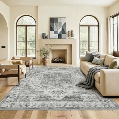 5x7 Area Rug for Living Room Vintage Neutral Washable Rugs by Unknown