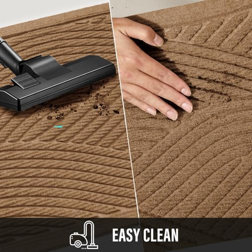 HIYARD Sturdy Front Door Mat, Absorbent Muddy Dirt Resist Welcome Door Mats Outdoor Indoor, Stain and Fade Resistant, Non-Slip Backing Entry Mat Low Profile Doormat for Entryway, 47×32, Brown - Image 6