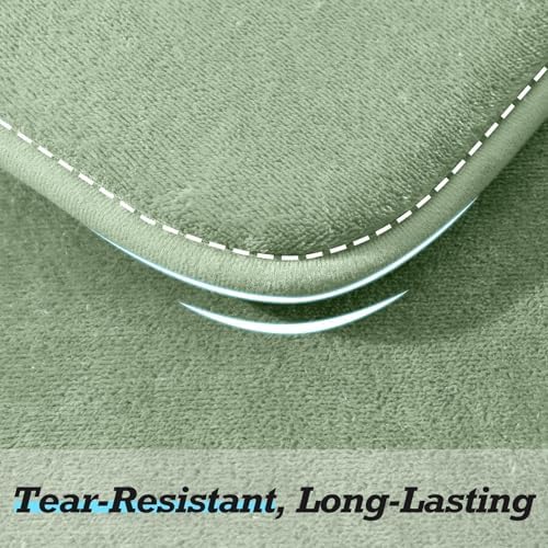 HUXMEYSON Bathroom Rugs Sets 2 Piece, Non-Slip & Quick Dry Bath Mat Set, Ultra Soft Velvet Bath Rugs for Bathroom, Toilet and Shower Floor, Grey Green - Image 7