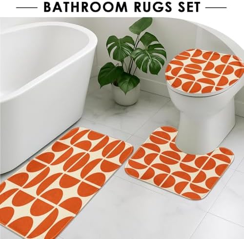 Bathroom Sets with Shower Curtain and Rugs Set of 4 Minimalist Boho - Image 5