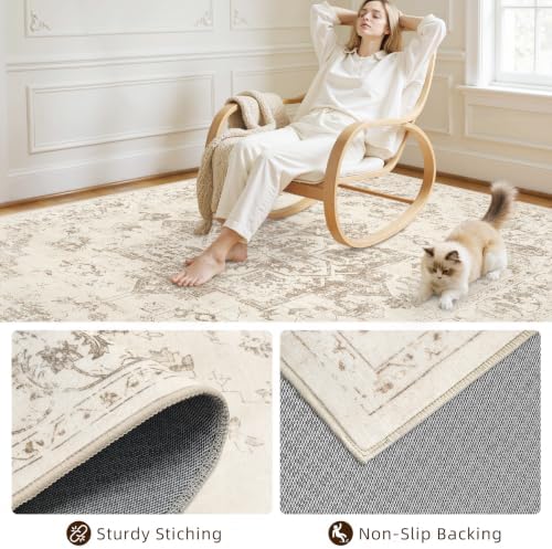 2x10 Hallway Washable Runner Rug: Kitchen Carpet Beige/Ivory - Image 6