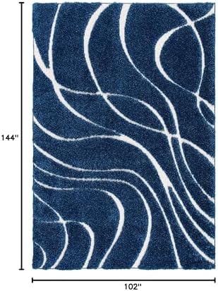SAFAVIEH Florida Shag Rug 9'x12', Soft Plush Modern Navy & Ivory SG471-6512 - Image 2
