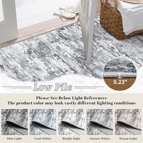 Washable Carpet Runners for Hallway 14ft-Non Slip Floor Runners for Dogs, Abstract Hallway Runner Rug with ‌Silicone Backing, Stain Resistant Rug for Indoor High Traffic,2.6x14,Gray - Image 6