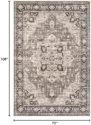 Washable 6x9 Area Rugs for Living Room: Soft Dark Brown Vintage Rug - Image 2