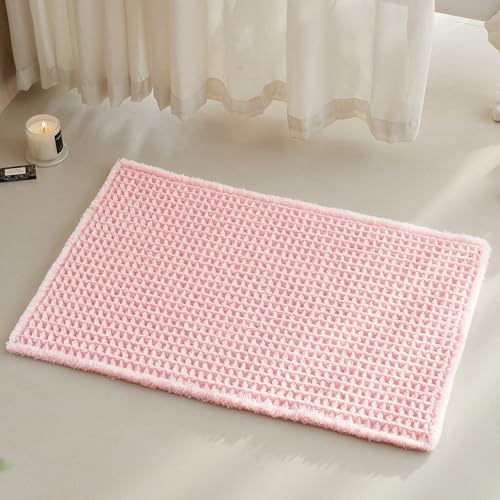 TYUU Waffle Bath Mat, Cute Bathroom Rugs Non Slip, 30x20 Light Peachy Pink by TYUU
