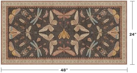 2x4 Vintage Area Rug for Entryway Indoor, Stain Resistant Washable Carpet for Kitchen, Bathroom & Powder Room, Orange Brown Insect Boho Décor - Image 2
