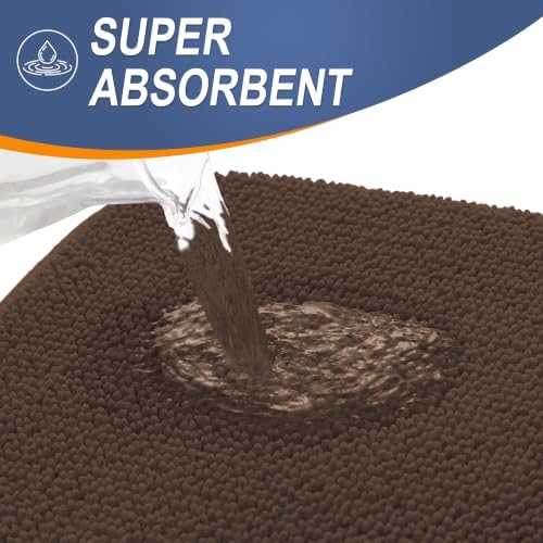 OLANLY Thick Memory Foam Bathroom Rugs 30x20, Absorbent Bath Mat, Brown - Image 3