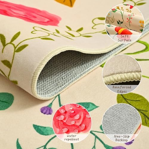 ISEAU Beige Rug for Bedroom 4x6 Area Rugs for Kids Room Dorm Rug, Non Slip - Image 6