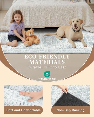Madane Washable Kitchen Runner Rug 2x6 Rugs Runners for Hallways, Sky Blue - Image 5