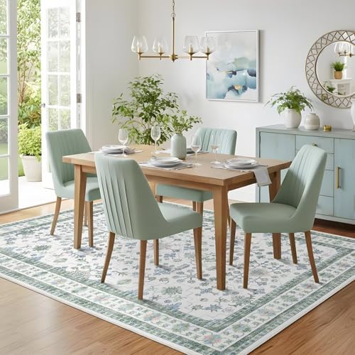 GarveeHome 5x7 Washable Rug Living Room Vintage Bedroom Sage Green Rug - Image 2