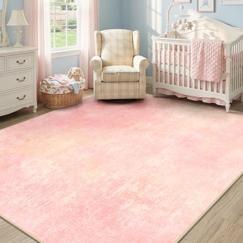 RELEANY Washable 9'x12' Abstract Area Rug for Living Room Light Pink - Image 2