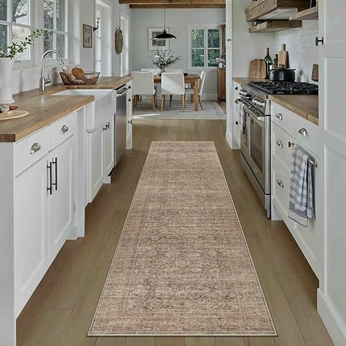 PureCozy Brown Runner Rug 2x8 Vintage Retro Distressed - Image 2