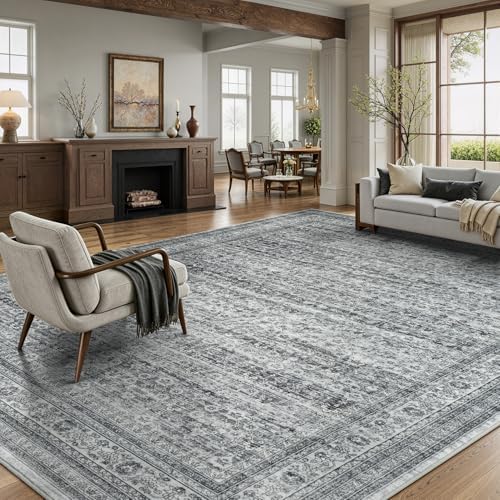 8x10 Area Rugs for Living Room Bedroom, Washable Vintage Boho Grey - Image 2