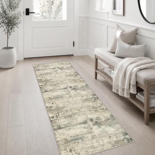 2x6 Washable Runner Rug：Modern Abstract Soft Carpet Ash Brown - Image 3