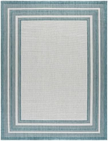 SAFAVIEH Courtyard Outdoor Area Rug 8x11, Ivory & Aqua CY8475-53612 - Image 3