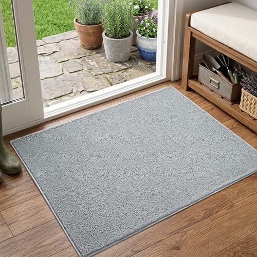 2x3 Light Grey Solid Area Rug Washable Non-Slip for Entryway Front Door by Unknown