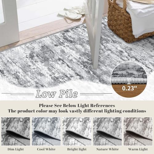 Hallway Runner Rug 3x10 Textured Non Slip Carpet Runner,Abstract Gray - Image 6