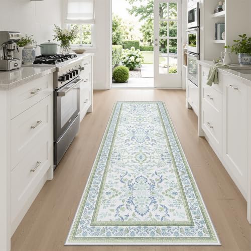 DCX Blue and Green Washable 3x8 Runner Rug - Image 3