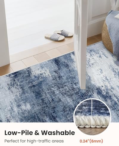 Amada 2x5 Modern Abstract Washable Area Rug for Entryway Dark Blue - Image 4
