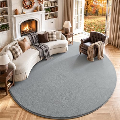 Amearea Grey Round Area Rugs 5ft Circle Rugs for Bedroom Living Room by AmeareaDirect