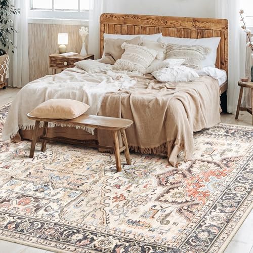 11x14 Area Rugs for Living Room - Large Carpet Ultra Thin Soft Washable Oriental Vintage Floral Distressed Big Indoor Carpets for Bedroom Nursery Dorm Home Decor Aesthetic - Multi Color - Image 6