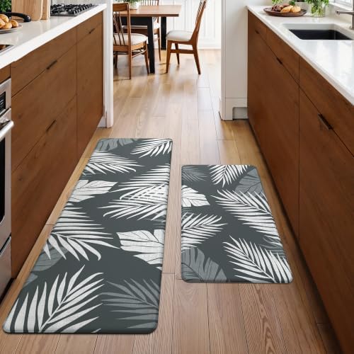 GENIMO Anti Fatigue Kitchen Mats for Floor 2PCS, Standing Rugs, Light Grey - Image 5