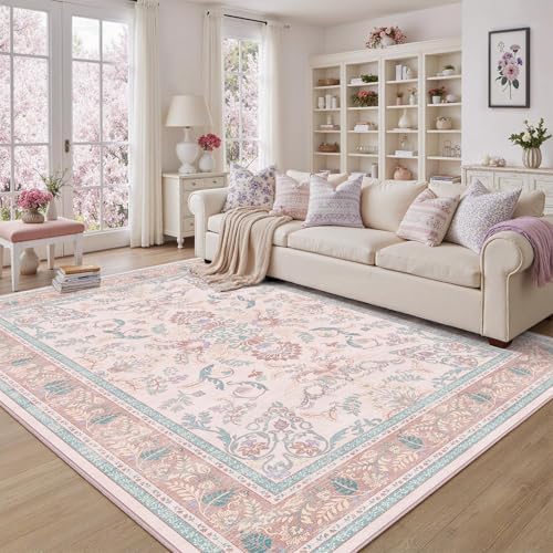 DCX 9x12 Pink Vintage Floral Rug - Image 2