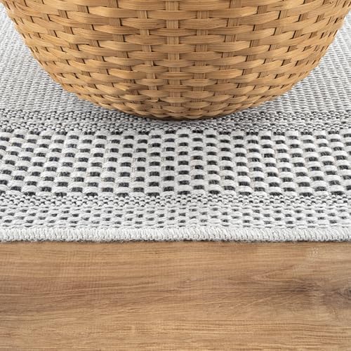 CAMILSON Easy Jute Rug 6x9, Indoor Outdoor Off-White Color Fiber Area Rugs for Entry, Living Room and Farmhouse Rug, Bordered Boho Woven Design, Easy-Cleaning, Washable Outside Carpet (6 x 9) - Image 5
