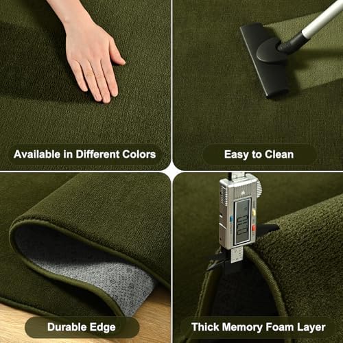 Amearea Modern Washable Runner Rugs, 2x4 Olive Green Bedroom Runner Rug - Image 5