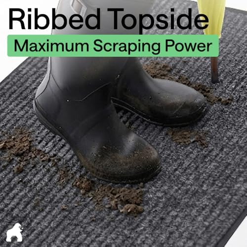 GORILLA GRIP Traffic Guard Indoor Outdoor Heavy Duty Door Mat, 35x23 Gray - Image 4