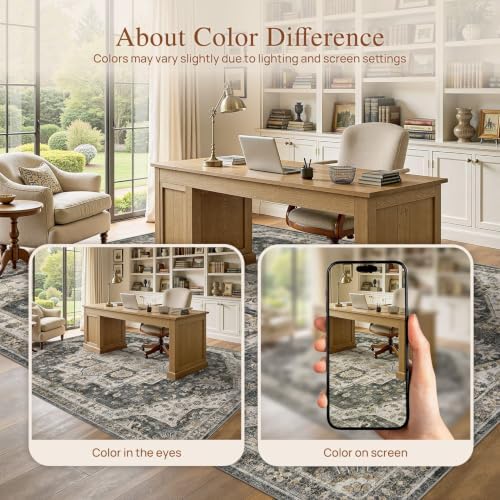 UERMEI 9x12 Area Rug for Living Room Washable Vintage Non Slip Black - Image 6