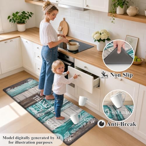 HEBE Anti Fatigue Kitchen Mat Set of 2, Cushioned Kitchen Mats for Floor - Image 4