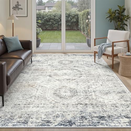 Soalmost 6x9 Area Rug for Living Room Washable Rugs Non-Slip Blue/Ivory by Soalmost