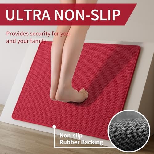 YDKGL Long Kitchen Runner Rugs Kitchen Mat Non Slip Washable Red 17"x71" - Image 3