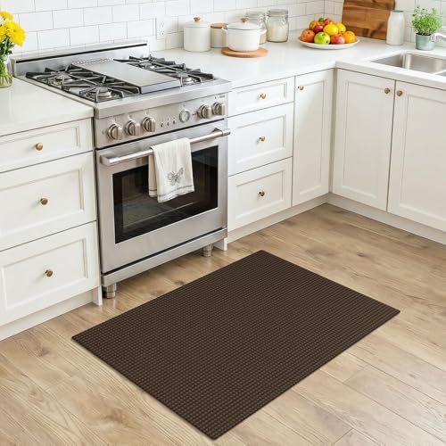 KOZYFLY Indoor Door Mat 2x3 ft Small Area Rugs Washable Front Door Mat Non Slip Rubber Backed Entryway Rug Cotton Entrance Doormat for Front Porch Bathroom Kitchen Bedroom, Brown/Dark Brown - Image 3