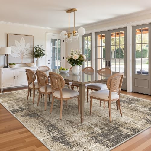 Valenrug 9x12 Area Rug, Abstract Large Washable Rugs for Living Room Taupe - Image 4