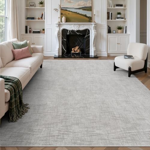 8x10 Area Rugs for Living Room, Soft High-Low Pile Large Washable Rug, Grey - Image 5