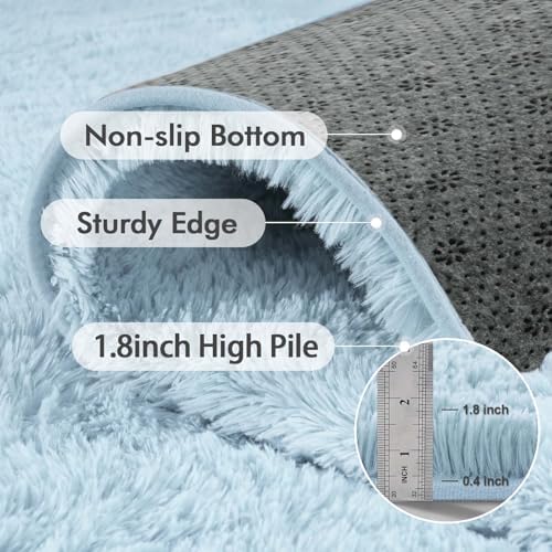 4x6 Ft Shag Rugs for Bedroom Living Room, Ultra Soft Fluffy Furry Area Rugs for Indoor Floor, Aesthetic Carpet for Kids Home Decor (Light Blue) - Image 5
