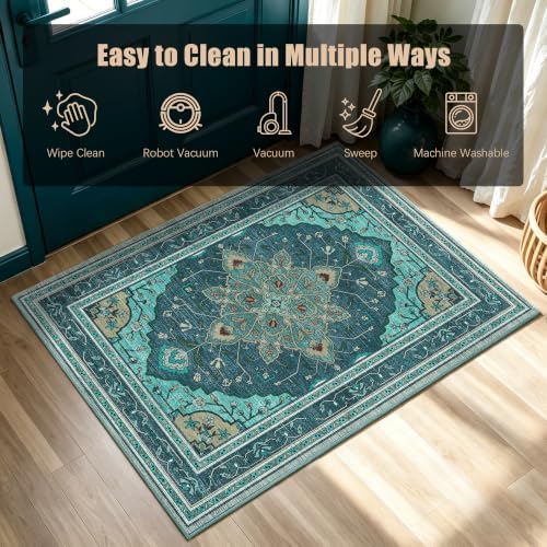 YARNSCAPE 2' x 3' Machine Washable Area Rug, Non-Slip Low-Pile Carpet - Image 7