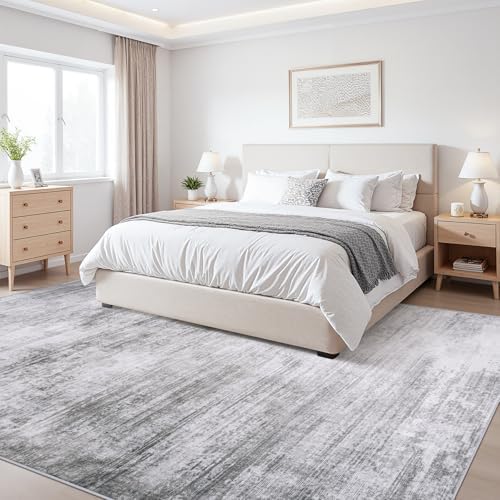Tosuoka Washable Rug 8x10 Area Rugs for Living Room, Gray Abstract Soft - Image 2