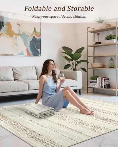 Miukiki 8x10 Area Rug for Living Room, Washable Soft Non Slip Rug Brown - Image 6