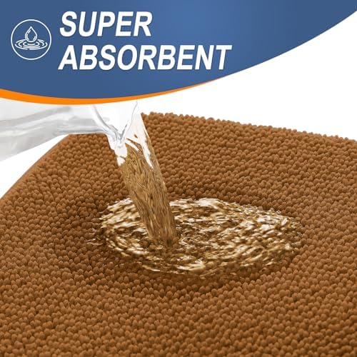 OLANLY Memory Foam Bathroom Runner Rugs 59x20, Absorbent Long Mat, Ochre - Image 3