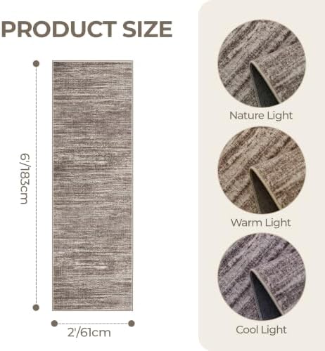 2x6 Runner Rug Non Slip,Washable Hallway Runner Rug,Brown - Image 2